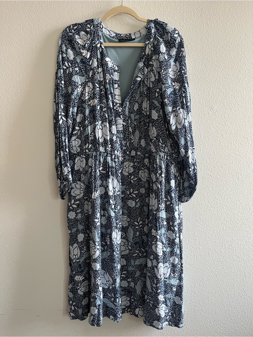 Lane Bryant Blue Floral Long Sleeve Dress size 18